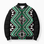 New Zealand Kakariki Taniko Motifs Bomber Puffer Jacket Maori Poi Dance Costume Inspired