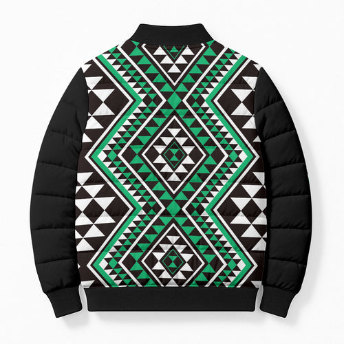 New Zealand Kakariki Taniko Motifs Bomber Puffer Jacket Maori Poi Dance Costume Inspired