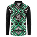 New Zealand Kakariki Taniko Motifs Button Sweatshirt Maori Poi Dance Costume Inspired