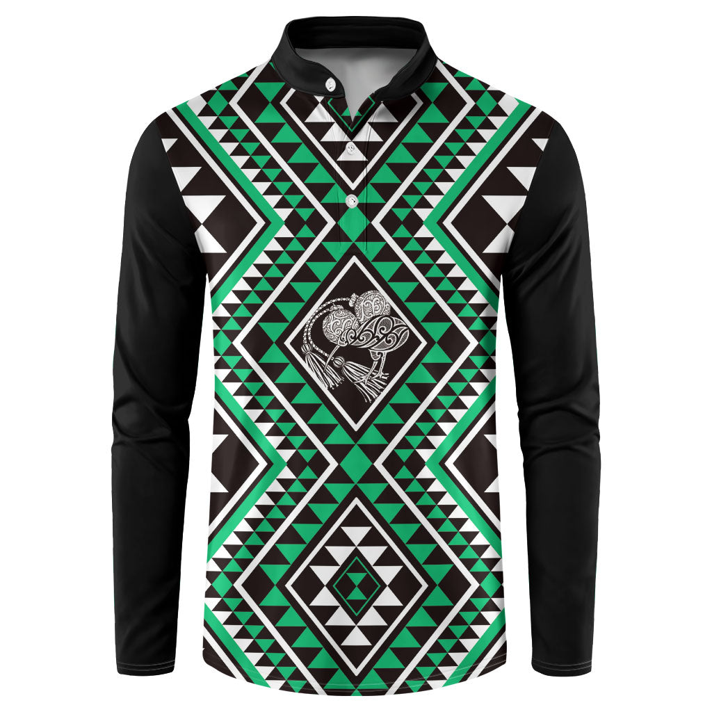 New Zealand Kakariki Taniko Motifs Button Sweatshirt Maori Poi Dance Costume Inspired