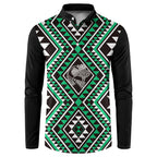 New Zealand Kakariki Taniko Motifs Button Sweatshirt Maori Poi Dance Costume Inspired