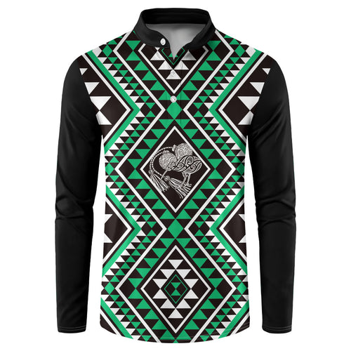 New Zealand Kakariki Taniko Motifs Button Sweatshirt Maori Poi Dance Costume Inspired