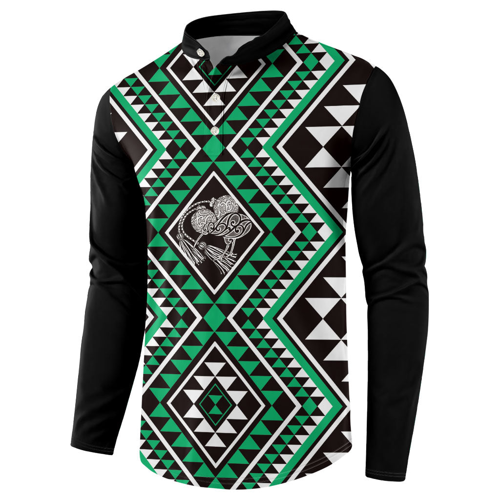 New Zealand Kakariki Taniko Motifs Button Sweatshirt Maori Poi Dance Costume Inspired