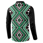 New Zealand Kakariki Taniko Motifs Button Sweatshirt Maori Poi Dance Costume Inspired