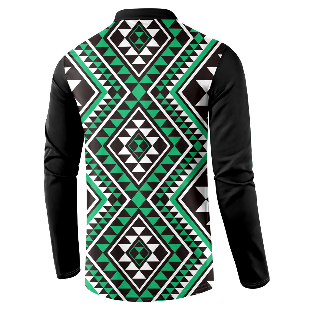 New Zealand Kakariki Taniko Motifs Button Sweatshirt Maori Poi Dance Costume Inspired