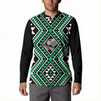 New Zealand Kakariki Taniko Motifs Button Sweatshirt Maori Poi Dance Costume Inspired