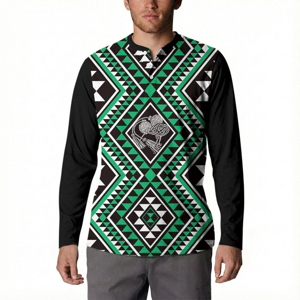 New Zealand Kakariki Taniko Motifs Button Sweatshirt Maori Poi Dance Costume Inspired