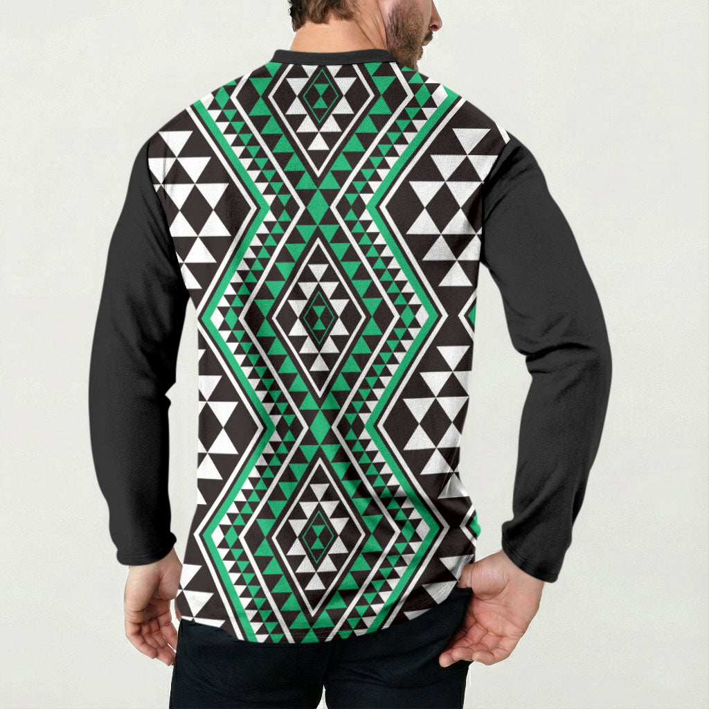 New Zealand Kakariki Taniko Motifs Button Sweatshirt Maori Poi Dance Costume Inspired