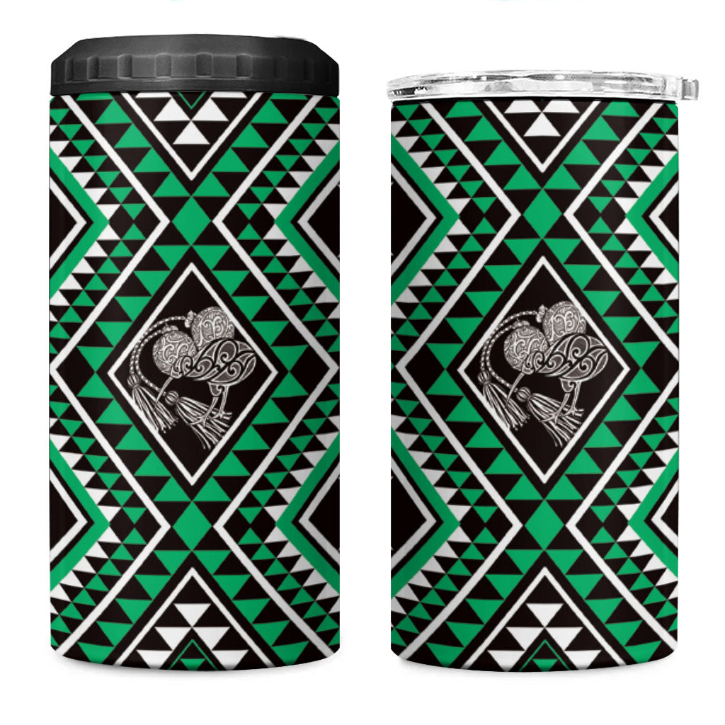 New Zealand Kakariki Taniko Motifs 4 in 1 Can Cooler Tumbler Maori Poi Dance Costume Inspired
