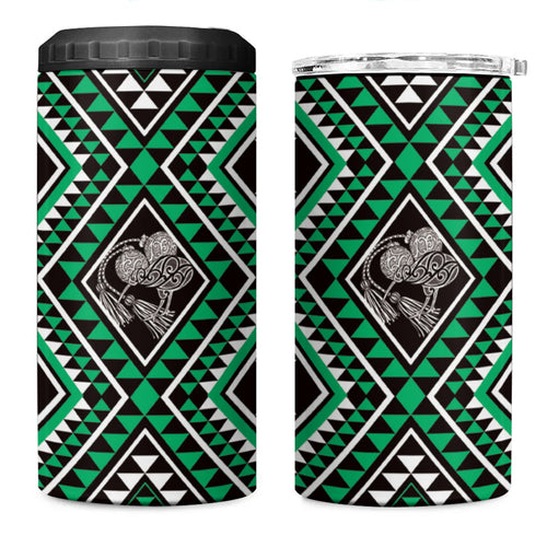 New Zealand Kakariki Taniko Motifs 4 in 1 Can Cooler Tumbler Maori Poi Dance Costume Inspired