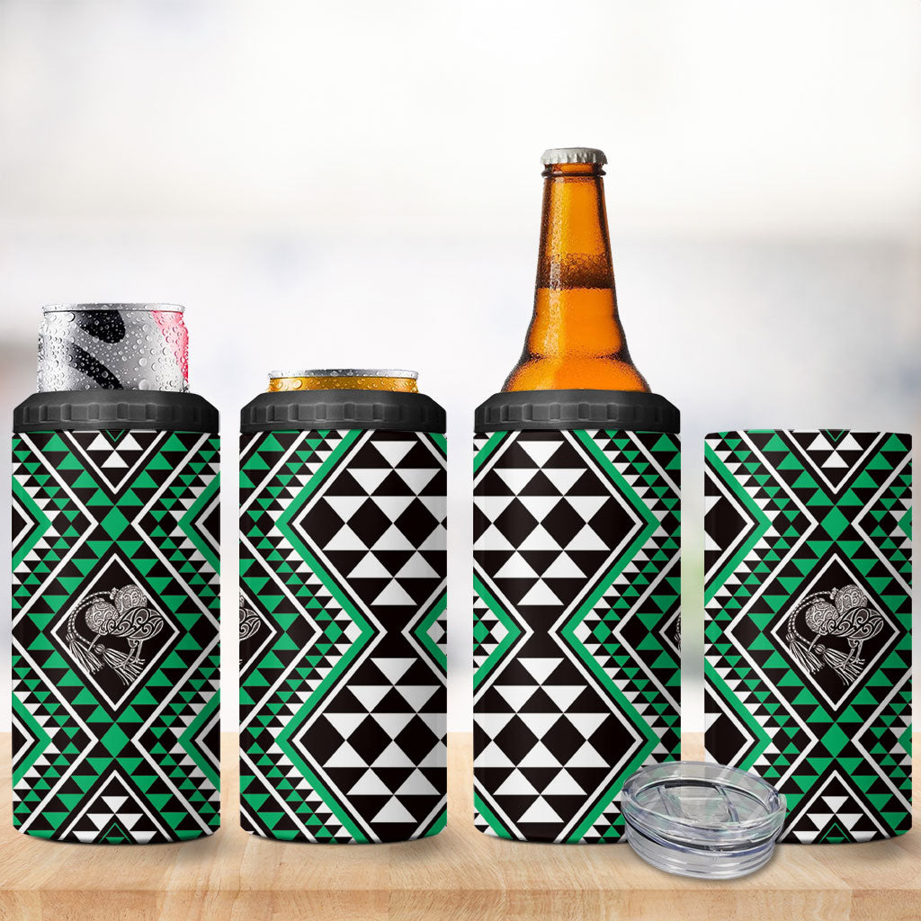 New Zealand Kakariki Taniko Motifs 4 in 1 Can Cooler Tumbler Maori Poi Dance Costume Inspired