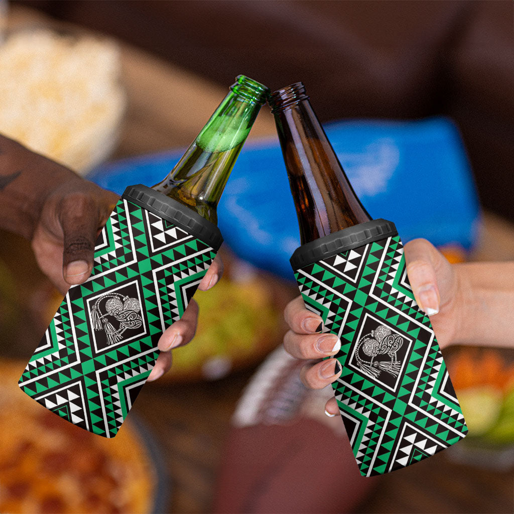 New Zealand Kakariki Taniko Motifs 4 in 1 Can Cooler Tumbler Maori Poi Dance Costume Inspired