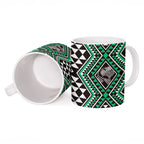 New Zealand Kakariki Taniko Motifs Ceramic Mug Maori Poi Dance Costume Inspired