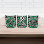 New Zealand Kakariki Taniko Motifs Ceramic Mug Maori Poi Dance Costume Inspired