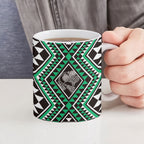 New Zealand Kakariki Taniko Motifs Ceramic Mug Maori Poi Dance Costume Inspired