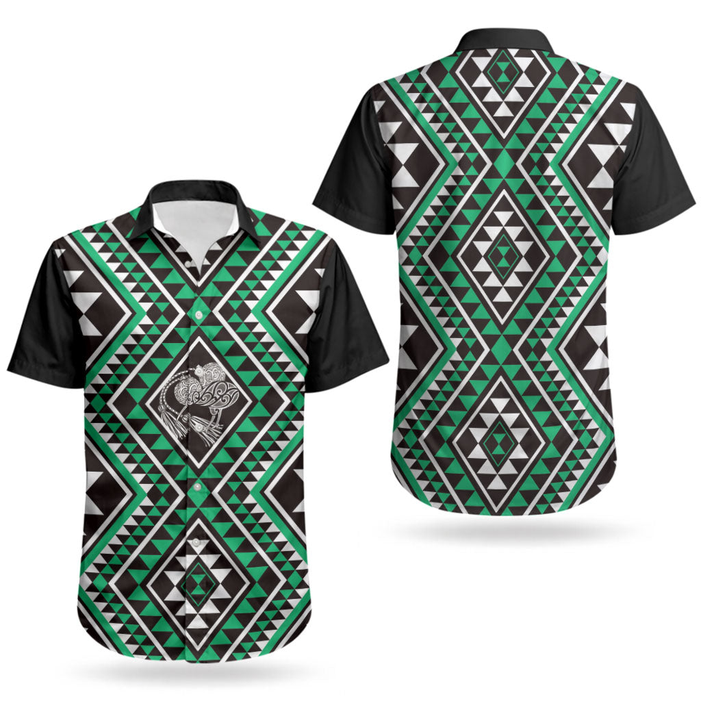 New Zealand Kakariki Taniko Motifs Couples Matching Mermaid Dress and Hawaiian Shirt Maori Poi Dance Costume Inspired