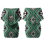 New Zealand Kakariki Taniko Motifs Couples Matching Off Shoulder Short Dress and Hawaiian Shirt Maori Poi Dance Costume Inspired