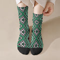 New Zealand Kakariki Taniko Motifs Crew Socks Maori Poi Dance Costume Inspired