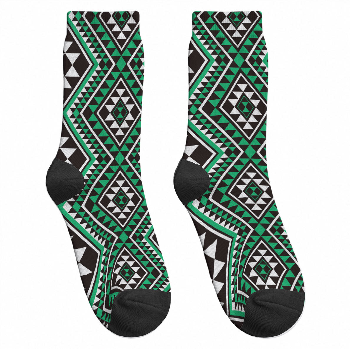 New Zealand Kakariki Taniko Motifs Crew Socks Maori Poi Dance Costume Inspired