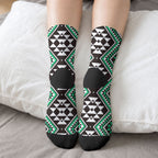 New Zealand Kakariki Taniko Motifs Crew Socks Maori Poi Dance Costume Inspired