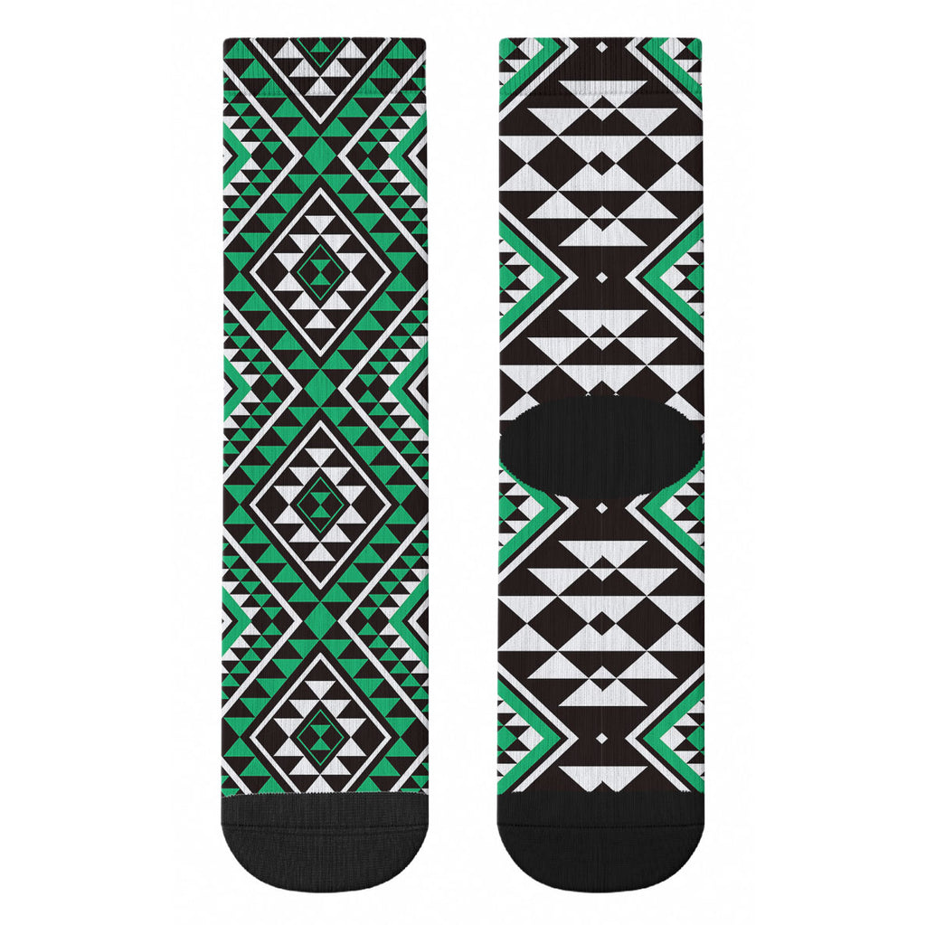 New Zealand Kakariki Taniko Motifs Crew Socks Maori Poi Dance Costume Inspired