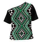 New Zealand Kakariki Taniko Motifs Cross Shoulder Shirt Maori Poi Dance Costume Inspired