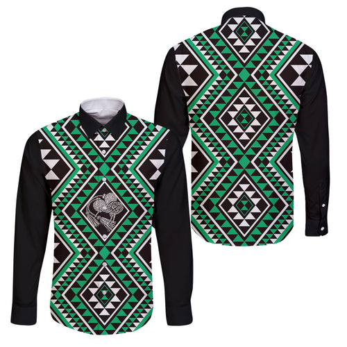 New Zealand Kakariki Taniko Motifs Family Matching Off Shoulder Maxi Dress and Hawaiian Shirt Maori Poi Dance Costume Inspired
