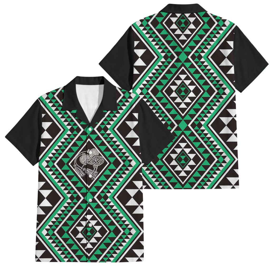 New Zealand Kakariki Taniko Motifs Family Matching Summer Maxi Dress and Hawaiian Shirt Maori Poi Dance Costume Inspired