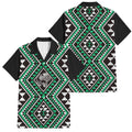 New Zealand Kakariki Taniko Motifs Family Matching Summer Maxi Dress and Hawaiian Shirt Maori Poi Dance Costume Inspired