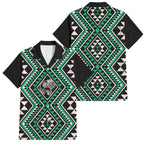 New Zealand Kakariki Taniko Motifs Family Matching Summer Maxi Dress and Hawaiian Shirt Maori Poi Dance Costume Inspired