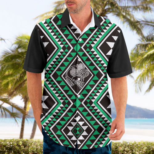 New Zealand Kakariki Taniko Motifs Hawaiian Shirt Maori Poi Dance Costume Inspired