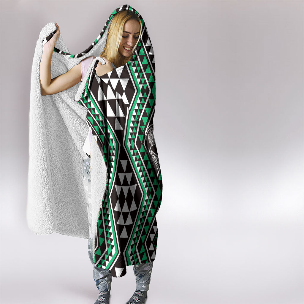 New Zealand Kakariki Taniko Motifs Hooded Blanket Maori Poi Dance Costume Inspired
