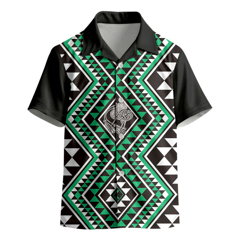 New Zealand Kakariki Taniko Motifs Kid Hawaiian Shirt Maori Poi Dance Costume Inspired