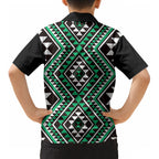 New Zealand Kakariki Taniko Motifs Kid Hawaiian Shirt Maori Poi Dance Costume Inspired