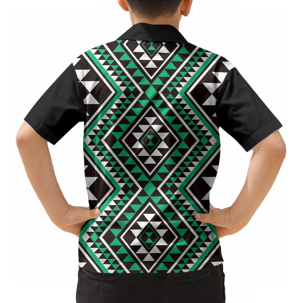 New Zealand Kakariki Taniko Motifs Kid Hawaiian Shirt Maori Poi Dance Costume Inspired
