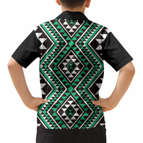 New Zealand Kakariki Taniko Motifs Kid Hawaiian Shirt Maori Poi Dance Costume Inspired