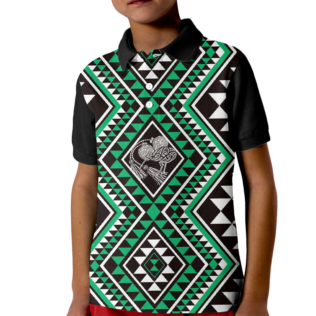 New Zealand Kakariki Taniko Motifs Kid Polo Shirt Maori Poi Dance Costume Inspired