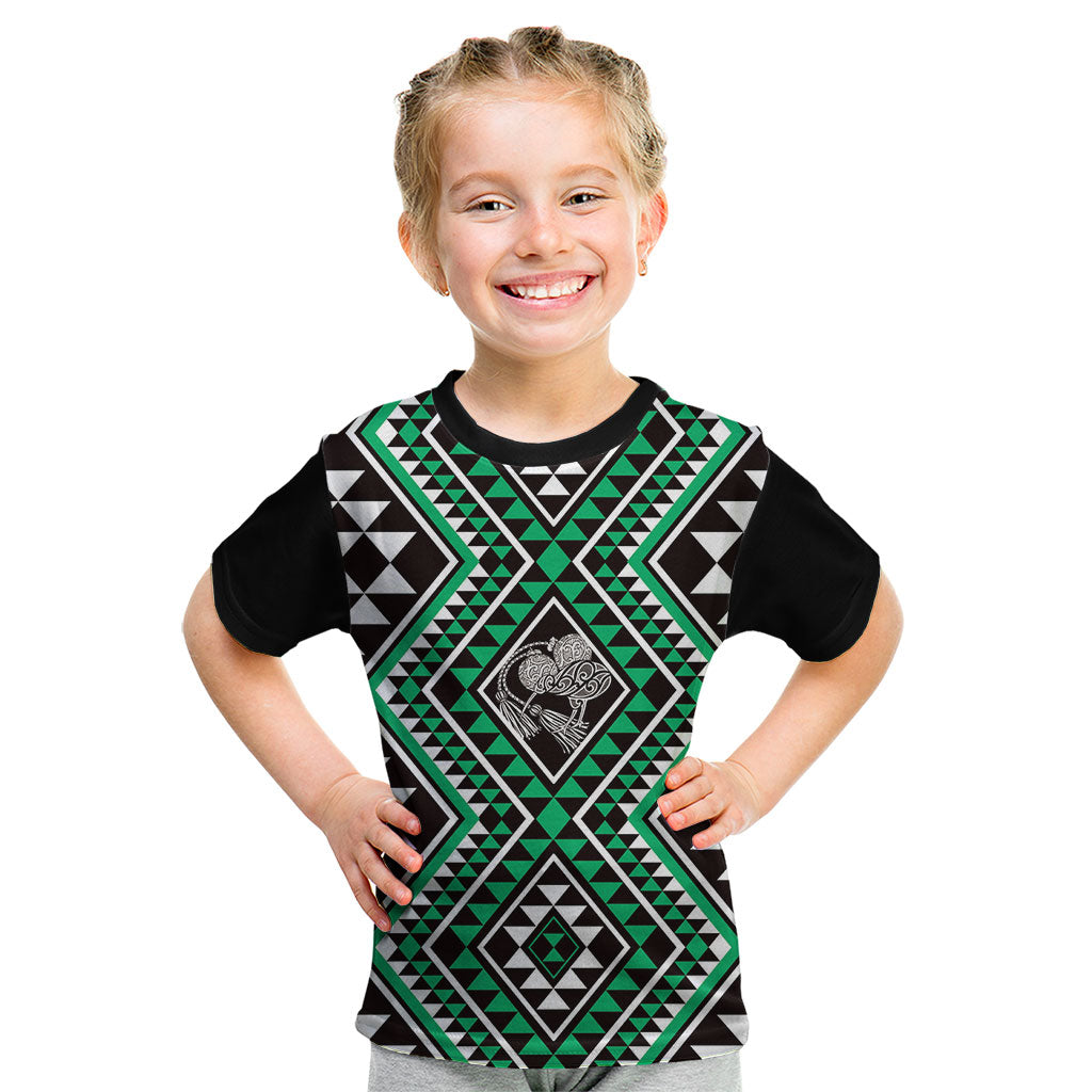 New Zealand Kakariki Taniko Motifs Kid T Shirt Maori Poi Dance Costume Inspired