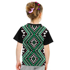 New Zealand Kakariki Taniko Motifs Kid T Shirt Maori Poi Dance Costume Inspired