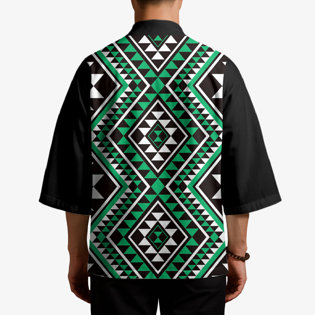 New Zealand Kakariki Taniko Motifs Kimono Maori Poi Dance Costume Inspired