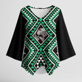 New Zealand Kakariki Taniko Motifs Kimono Sleeve Blouse Maori Poi Dance Costume Inspired