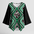New Zealand Kakariki Taniko Motifs Kimono Sleeve Blouse Maori Poi Dance Costume Inspired