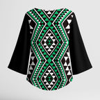 New Zealand Kakariki Taniko Motifs Kimono Sleeve Blouse Maori Poi Dance Costume Inspired