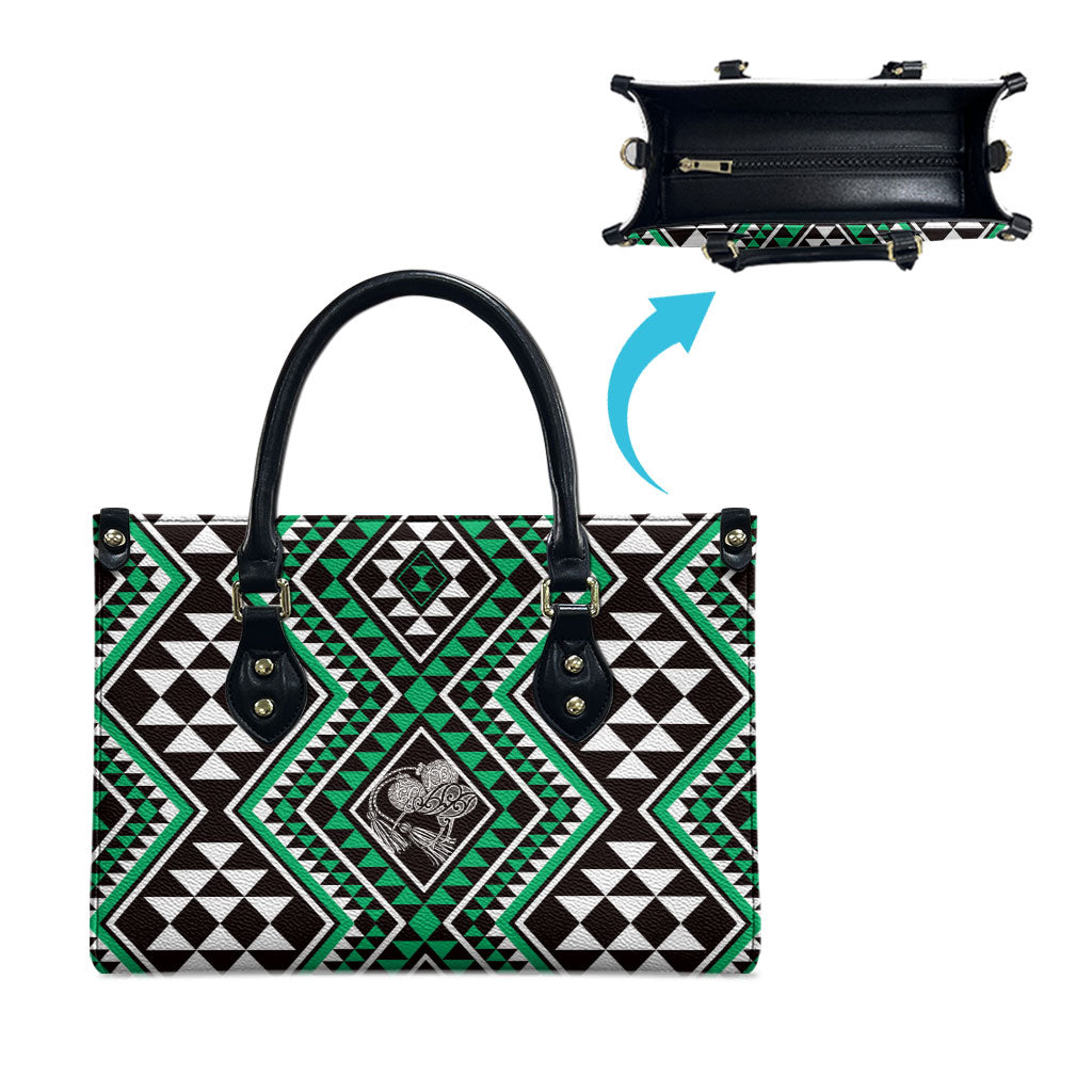 New Zealand Kakariki Taniko Motifs Leather Bag Maori Poi Dance Costume Inspired