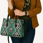 New Zealand Kakariki Taniko Motifs Leather Bag Maori Poi Dance Costume Inspired