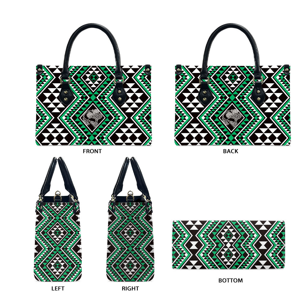 New Zealand Kakariki Taniko Motifs Leather Bag Maori Poi Dance Costume Inspired