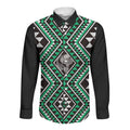 New Zealand Kakariki Taniko Motifs Long Sleeve Button Shirt Maori Poi Dance Costume Inspired
