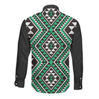 New Zealand Kakariki Taniko Motifs Long Sleeve Button Shirt Maori Poi Dance Costume Inspired