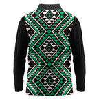New Zealand Kakariki Taniko Motifs Long Sleeve Polo Shirt Maori Poi Dance Costume Inspired