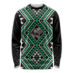 New Zealand Kakariki Taniko Motifs Long Sleeve Shirt Maori Poi Dance Costume Inspired